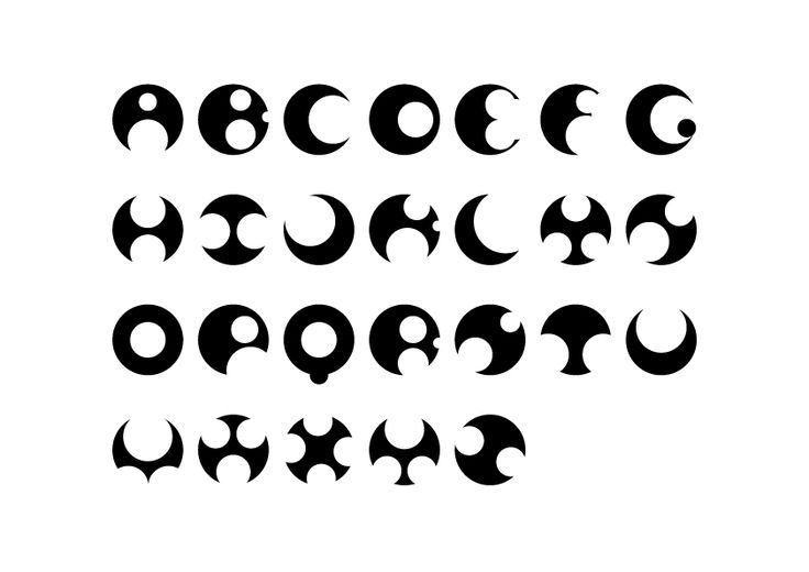 the letters are made up of black and white shapes, which appear to be in different directions