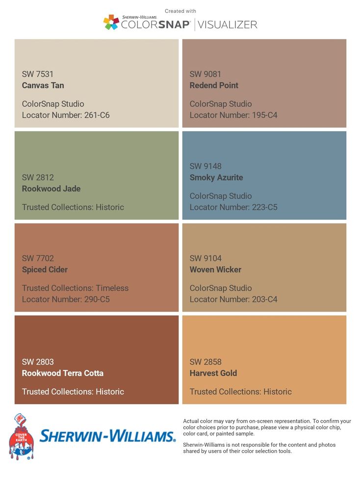 the color scheme for sherylin williams's paint colors