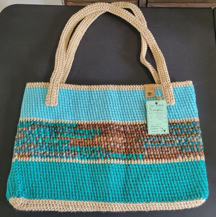 Heavy duty bag great for gift giving or a treat for yourself! Casual Square Beach Bag As Gift, Casual Square Beach Bag, Casual Satchel With Removable Pouch As Gift, Medium Bags For Daily Use, Green Casual Satchel As A Gift, Green Casual Satchel Perfect For Gifts, Casual Green Satchel As Gift, Brown Crochet Bag As Gift, Eco-friendly Crochet Shoulder Bag Gift