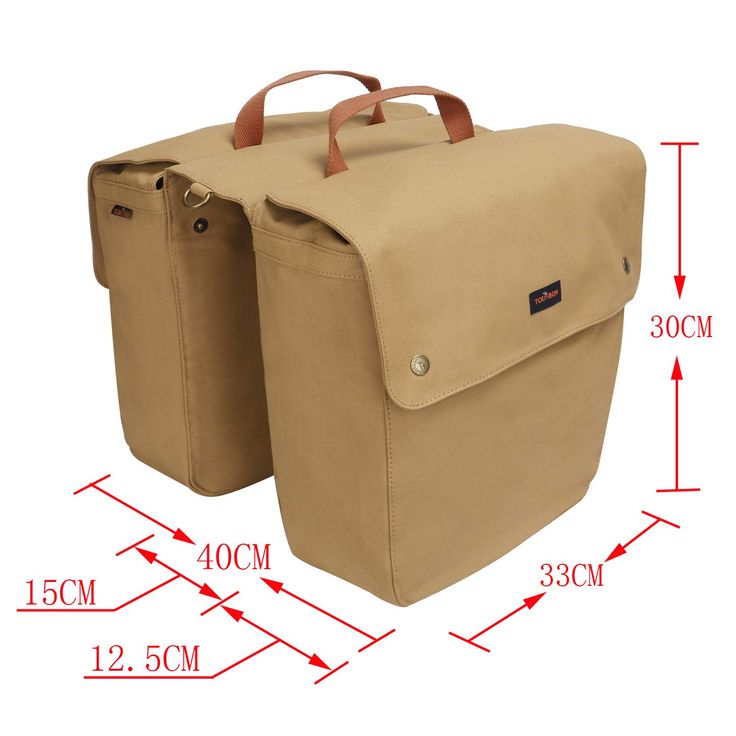 two bags are shown with measurements for each bag