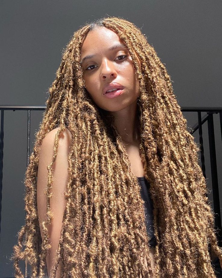 Brown Distressed Locs, Honey Blonde Locs, Soft Locs Hairstyles, Blonde Locs, Distressed Locs, Blonde Dreads, Soft Locs, Night Care, Faux Locs Hairstyles