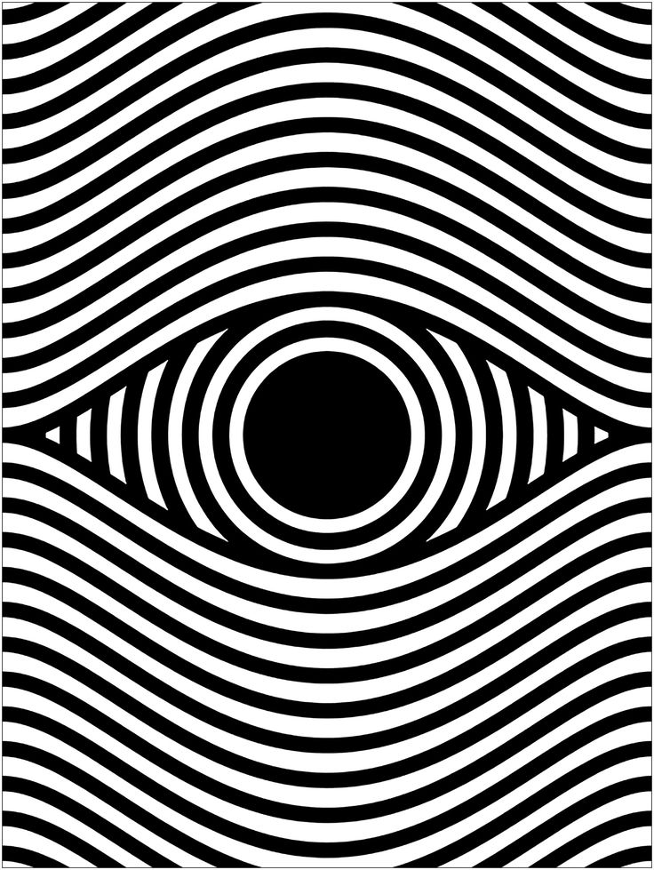 an abstract black and white background with wavy lines in the shape of a large eye