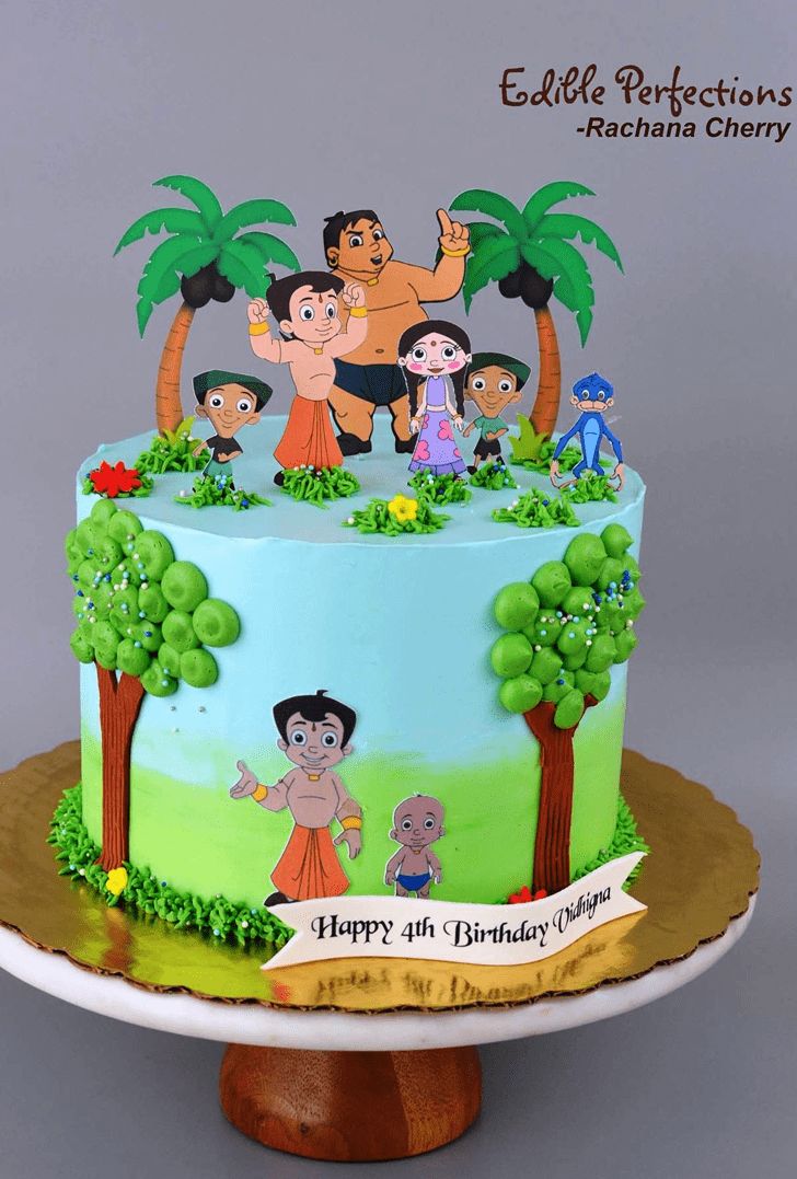 a birthday cake with cartoon characters on it