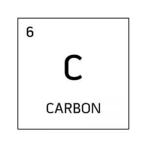 the symbol for carbon is shown in black and white