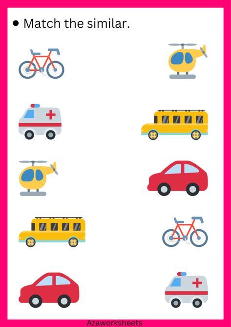 a poster with cars and ambulances on it, which says match the similar vehicles