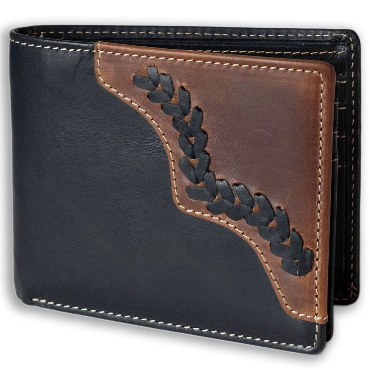 Leather Bifold Wallet Simple, elegant, and useful. The timeless bifold leather wallet has proven itself a dependable workhorse for decades. Stand out from the crowd by adding a western-style look to this iconic money management tool. The wallet comes with a sturdy, sleek, and stylish gift box perfect for gents who are ready to take their money management game to the next level. Highlighted Feature: 100% Made from the finest cowhide leather The compact 4.5”x3.5” size will hold over 10 cards and a Black Hand Tooled Bifold Wallet, Hand Tooled Bifold Wallet, Western Style Leather Rectangular Wallet, Western Leather Wallet With Card Slots, Western Leather Wallets With Card Slots, Travel Light Outfits, Wallet Simple, Black Stitch, Concealed Carry Purse