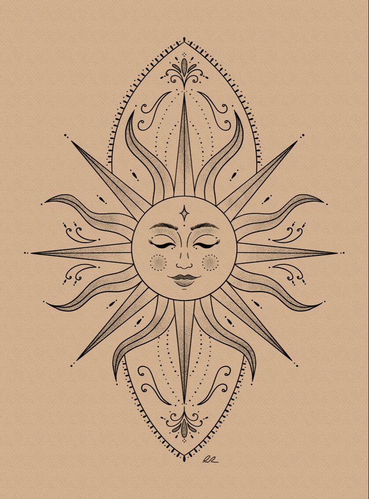 a drawing of the sun with eyes closed