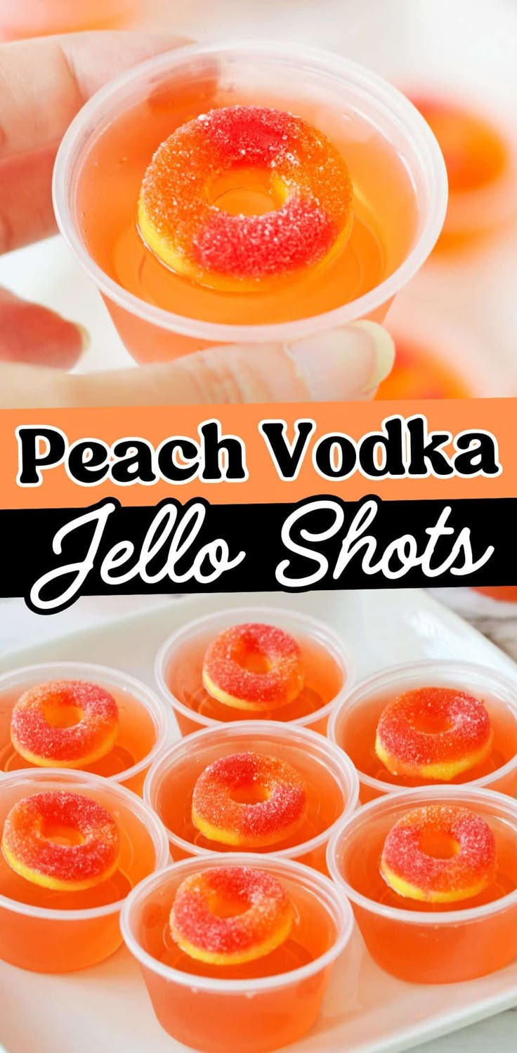 Peach Vodka Jello Shots Peach Jello Shots Recipe, Peach Jello Shots, Vodka Jello Shots, Rum Jello Shots, Easy Jello Shots, Crown Royal Peach, Peach Rum, Fruity Cocktail Recipes, Jello Shots Recipe