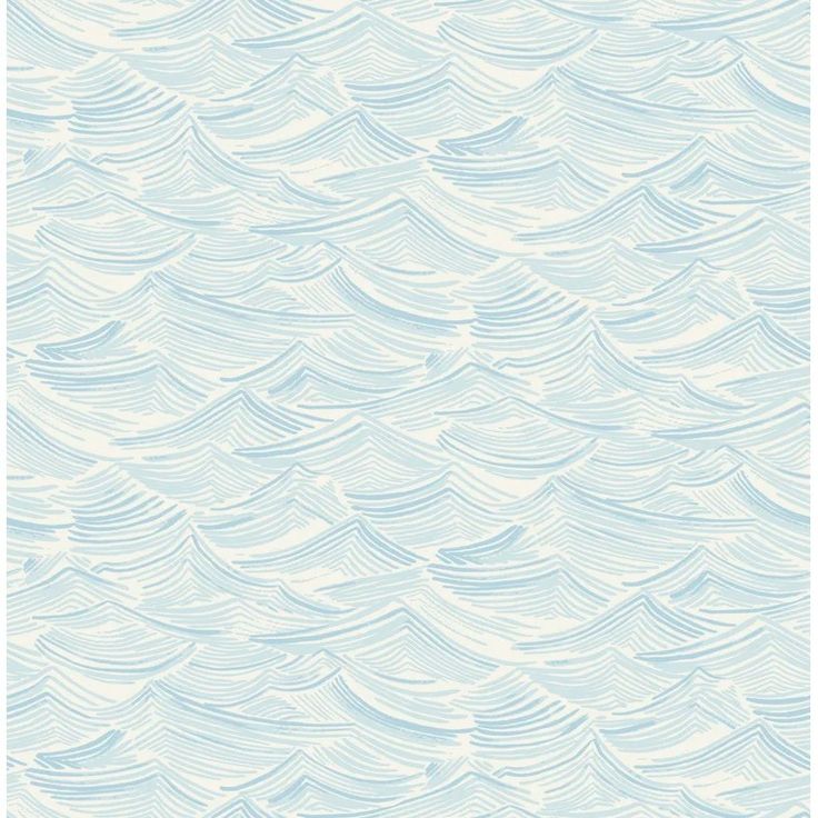 a blue and white wallpaper with wavy waves on the bottom, in shades of light blue