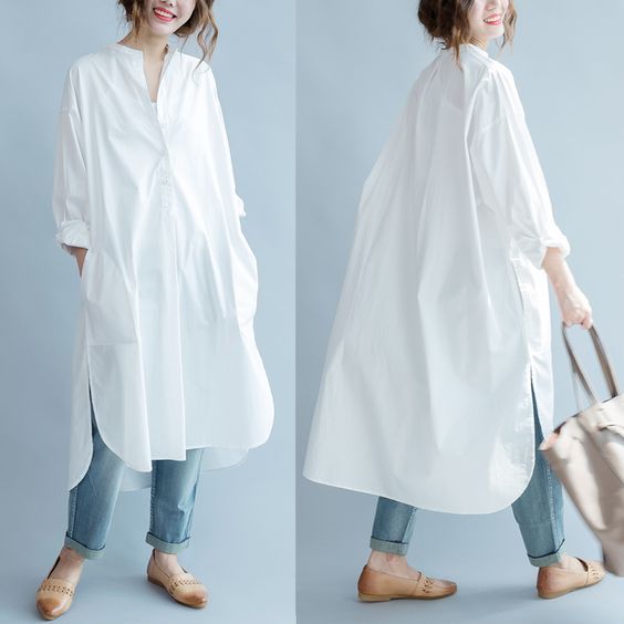 Cotton Long Shirt, Long Shirt Women, Oversized Fashion, White Long Sleeve Blouse, Long Shirt Dress, Dress Shirts For Women, White Shirt Dress, 가을 패션, Long Sleeve Shirt Dress