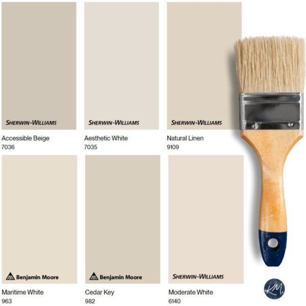 a paint brush with different shades of beige and neutrals on the same color scheme