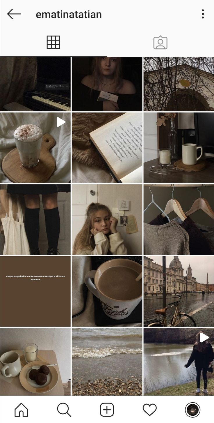 an iphone photo collage with coffee, books and other things in the pictures below