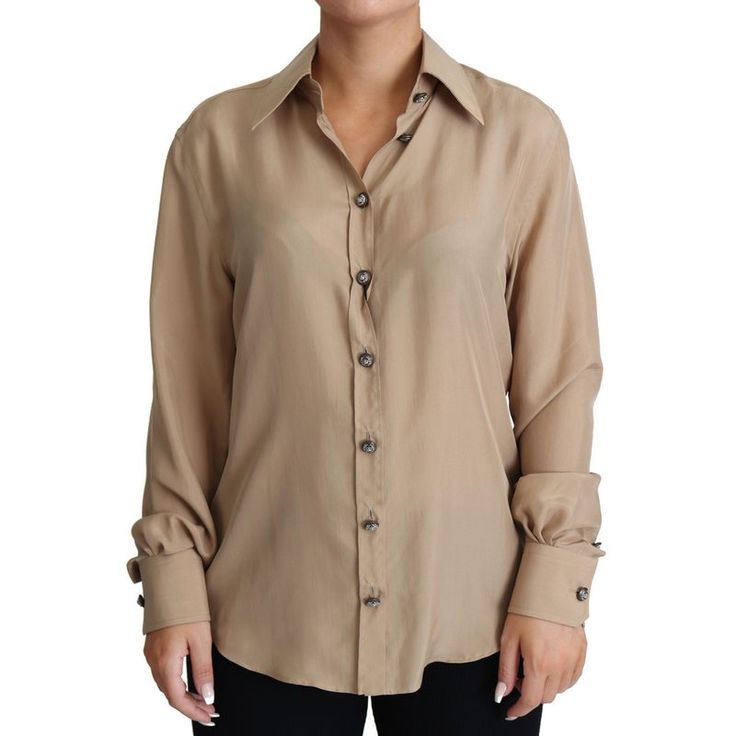 Experience Timeless Elegance With This Dolce & Gabbana Beige Silk Shirt. Gorgeous Brand New With Tags, This 100% Authentic Piece Is A Testament To Classic Style And Luxury. Crafted From The Finest Silk, It’s Fastened With Decorative Buttons That Add An Extra Touch Of Sophistication. Perfect For Elevating Your Wardrobe, This Shirt Is A Must-Have For Those Who Appreciate Fine Clothing With A Collared Neck For A Sharp Look. Material: 100% Silk Color: Beige Logo Details Made In Italy We Are A Small Womens Silk Shirts, Beige Shirt, Suit Covers, Beige Silk, Beige Top, Dolce E Gabbana, Decorative Buttons, Button Top, Dolce & Gabbana