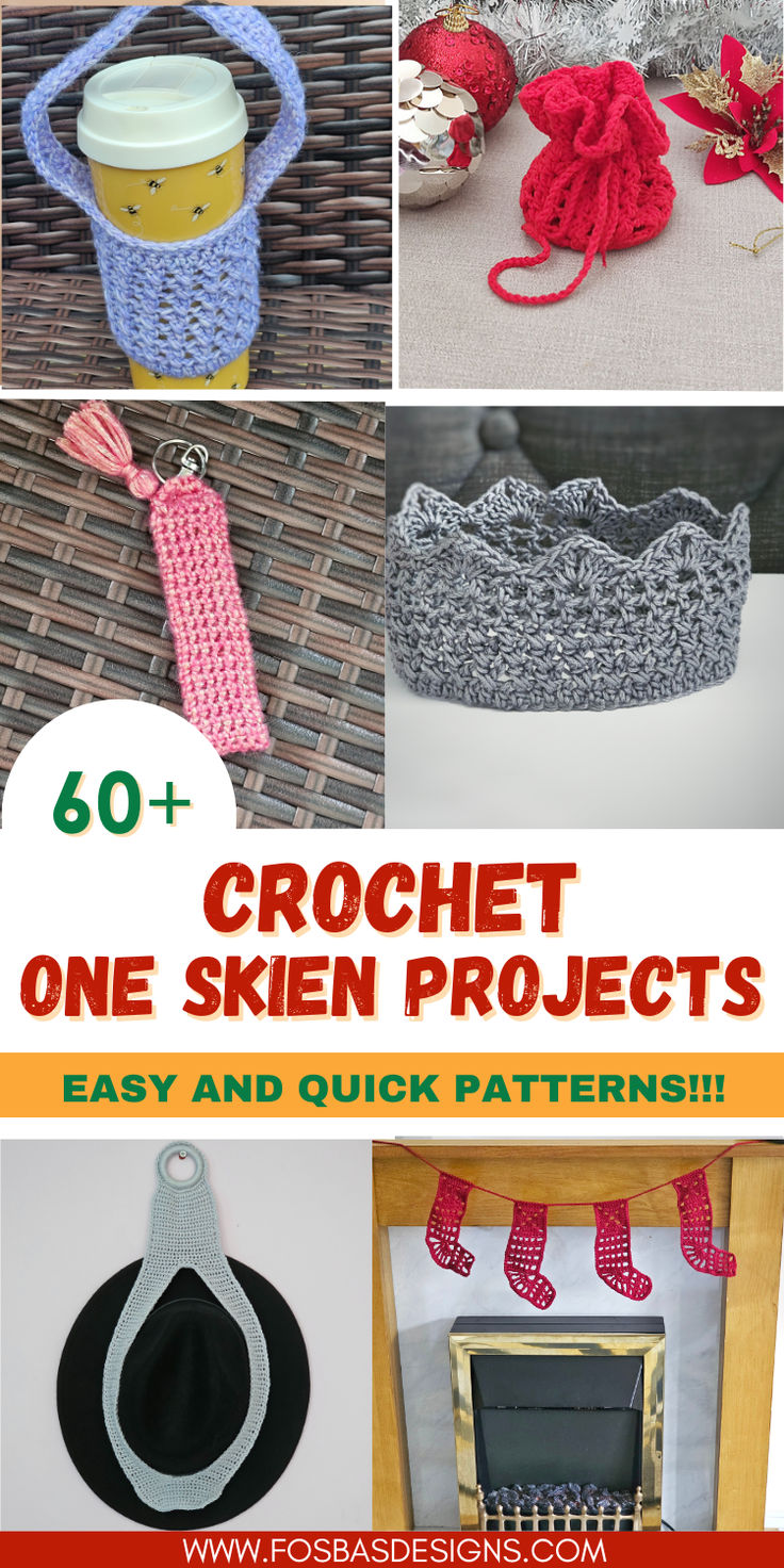 Easy one skein crochet projects free pattern for quick and practical crafting. 2.5mm Crochet Hook Pattern, Crochet Projects Small Ideas, 1 Skein Crochet Patterns Free, Small Crochet Patterns For Beginners, Crochet Patterns For Acrylic Yarn, Small Wearable Crochet Projects, Crochet Projects For School, Teen Crochet Projects, Crochet Scraps Projects