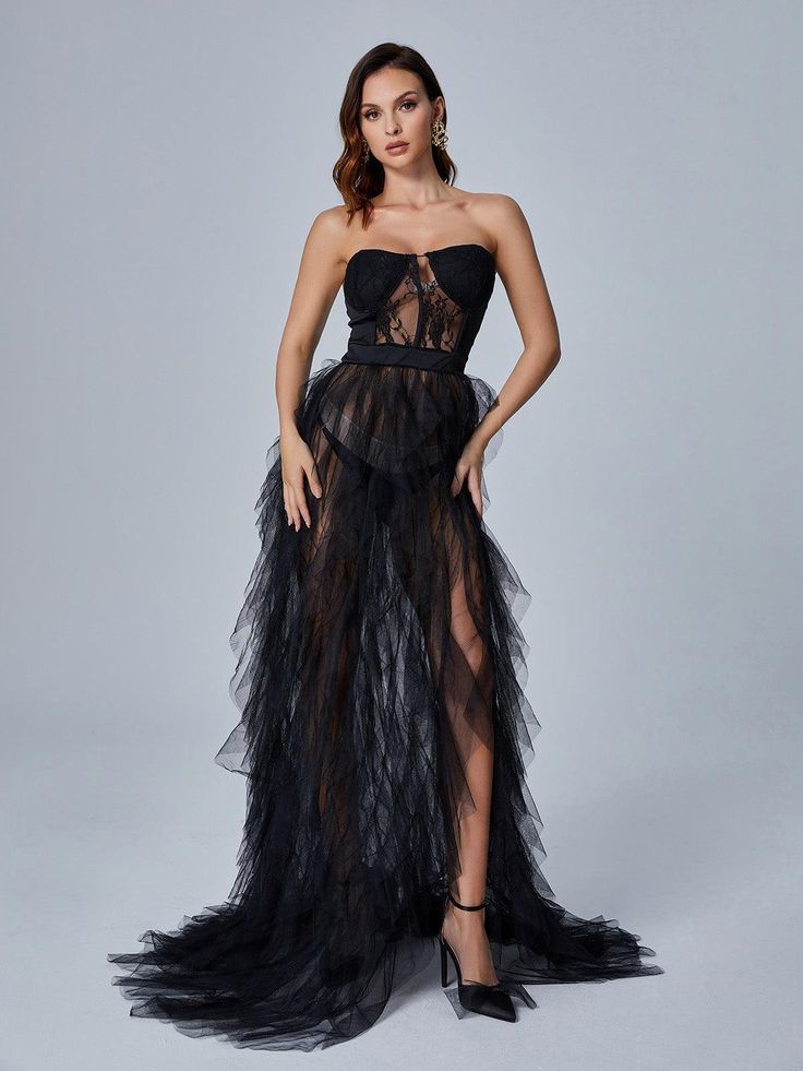 Dorothy Tulle Maxi Dress In Black