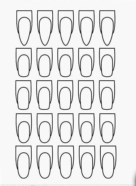 Acrylic Nails Drawing Sketch, Nail Design Sheet Blank, Blank Nail Stencil, Nail Decal Template Free Printable, Nails Template Designs, Brush Knowledge, Nail Design Template, Printable Nail Art Templates, Nail Stencils Templates