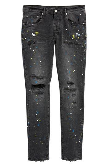 Speckled paint splatters and ripped knees lend streetwear-inspired style to these skinny jeans enhanced with a bit of stretch to move with you. 98% cotton, 2% Lycra® spandex Machine wash, dry flat Imported Asian Founded Spring Fitted Jeans With Paint Splatter, Casual Fitted Jeans With Paint Splatter, Trendy Paint Splatter Jeans, Casual Paint Splatter Jeans For Streetwear, Spring Streetwear Jeans With Paint Splatter, Urban Style Paint Splatter Jeans For Streetwear, Paint Splatters, Purple Paint, Paint Splatter