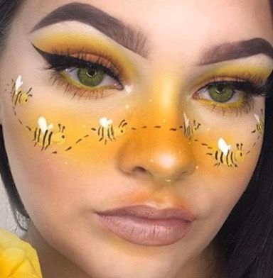 Bumble Bee Face Makeup, Bumble Bee Makeup, Bumblebee Makeup, Bee Makeup, Facepaint, Queen Bees, Halloween Ideas, Face Painting, Bumble Bee