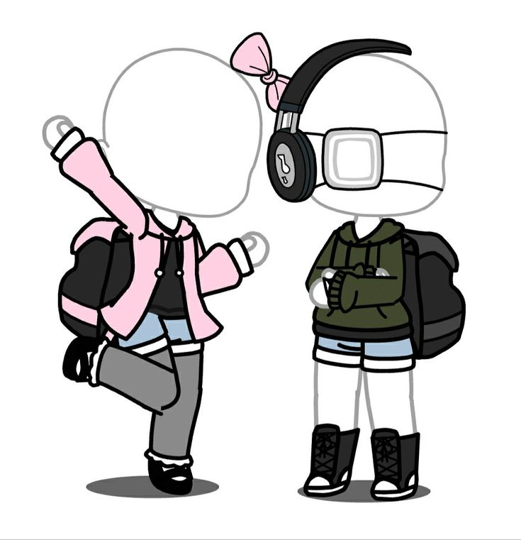 two people with backpacks and headphones on