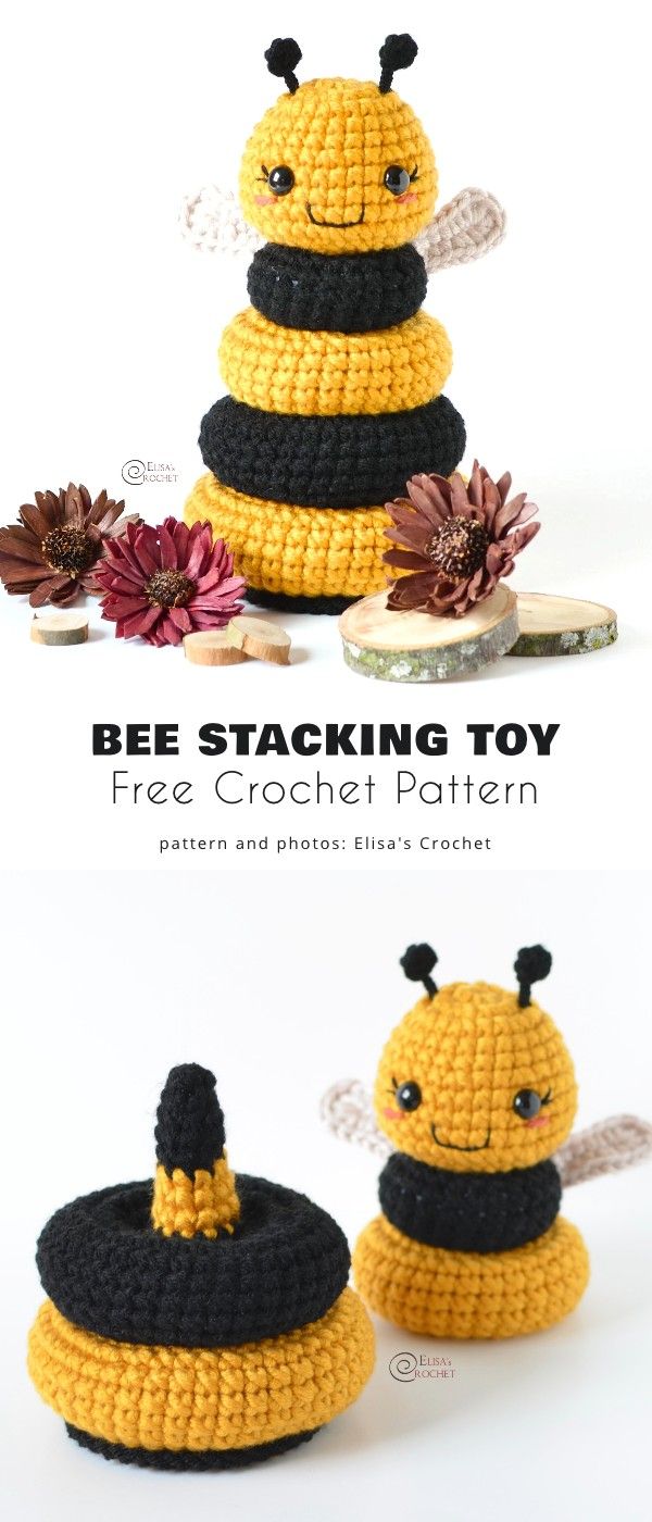 a crocheted bee sitting on top of a table