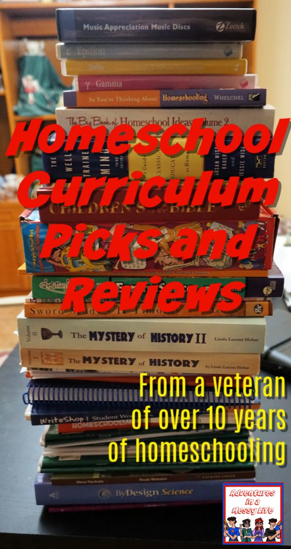 a stack of books with the title homeschool curriculum pick and review from a veteran of over 40 years of homeschoolinng