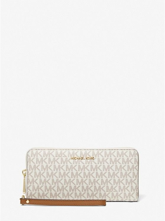 Large Logo Continental Wallet | Michael Kors Mini Wallets For Women Michael Kors, Signature Print, Zip Pouch, Interior Details, 4 H, Continental Wallet, Card Slots, Zip Around Wallet, Slots