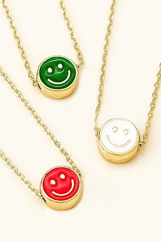 This Mini Smiley Face Necklace features a petite pendant with an adorable smiley face, attached to an adjustable chain (16" + 3" extender). Express your fun and playful personality with this cute accessory. Trendy Charm Necklaces With Adjustable Chain And Round Pendant, Trendy Round Pendant Charm Necklace With Adjustable Chain, Trendy Charm Necklace With Round Pendant And Adjustable Chain, Cute Adjustable Charm Necklace For Friendship, Cute Adjustable Charm Necklaces For Friendship, Adjustable Cute Charm Necklaces For Friendship, Cute Everyday Necklace With Adjustable Chain, Fun Jewelry With Adjustable Chain For Gifts, Trendy Green Charm Necklace For Gift