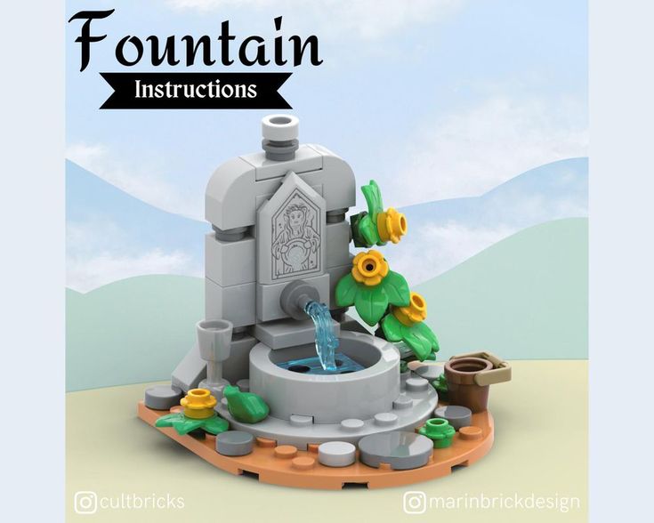 an image of a fountain made out of legos with the words fountain instructions above it