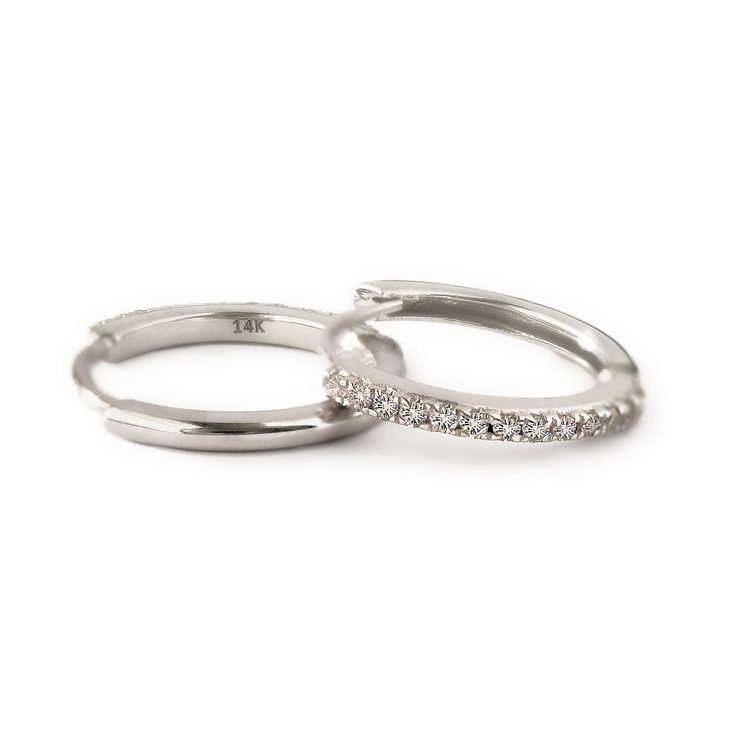 These 14K Solid White Gold small hoop earrings are made with ethically sourced Real Diamonds 14K Solid White Gold Clarity: SI 1- 2 Hypoallergenic, lead and nickel free Thickness 1.4mm Inside Diameter 7mm(0.06ct), 8mm(0.085ct), 10mm(0.10ct) Snap closure #ED013 White Gold Earrings Simple, Small Diamond Hoop Earrings, Classic Diamond Earrings, Gold Small Hoop Earrings, Earrings White Gold, Types Of Piercings, Small Hoop Earrings, Diamond Earring, Helix Piercing