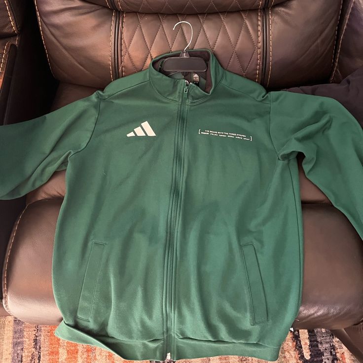 New Never Worn Adidas Jacket Is For Sale. Size Large Adidas Green Winter Windbreaker, Adidas Green Outerwear For Streetwear, Green Adidas Winter Track Jacket, Adidas Green Winter Track Jacket, Adidas Green Winter Outerwear, Winter Adidas Green Track Jacket, Adidas Green Outerwear For Winter, Adidas Casual Fall Outerwear, Adidas Green Track Jacket For Spring