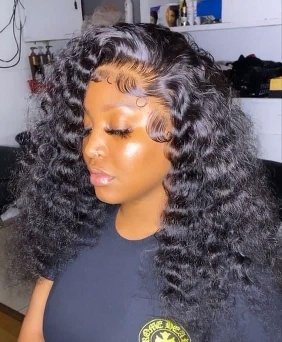 Short Deep Wave Hairstyles, Curly Frontal Wig Hairstyles, Frontal Hairstyles Ideas, Flip Over Method, Frontal Wig Hairstyles, Quick Weave Hairstyles, Frontal Hairstyles, Curly Lace Front Wigs, Dope Hairstyles