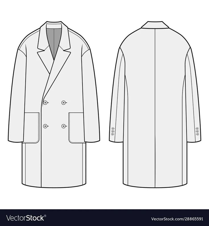 Coat Technical Drawing, Coat Flat Sketch, Men's Lab Coat, Fashion Design Inspiration Board, Clothing Templates, Flat Drawings, Mens Overcoat, Flat Sketches, Blanket Coat