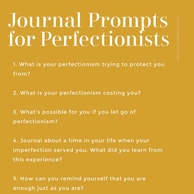 a yellow poster with the words journal prompts for perfectionists