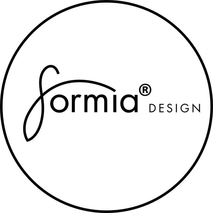 the forma design logo is shown in black and white, with an oval shape