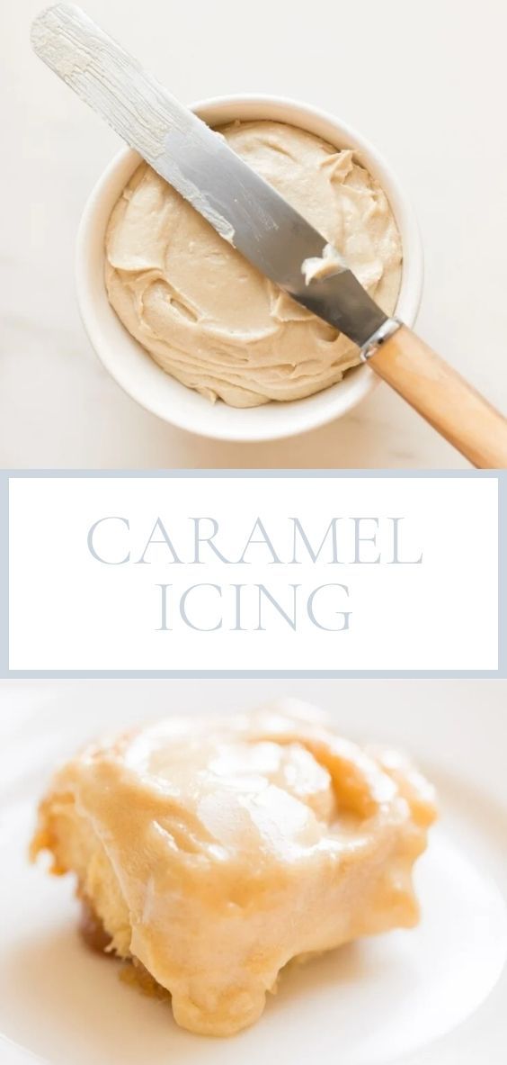 a white plate topped with cake next to a bowl of icing and a knife