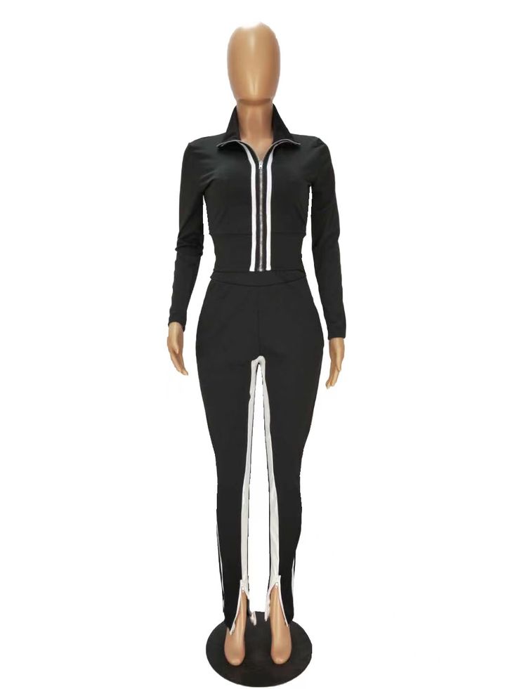 Sportswear Zipper Jacket Long Pants 2 Pieces Tracksuit Winter Fitted Track Jacket For Jogging, Sportswear Long Sleeve Jumpsuits And Rompers For Sports, Fitted Athleisure Track Jacket For Jogging, Winter Jogging Tracksuit, Fitted Athleisure Tracksuit For Fall, Fitted Athleisure Tracksuit For Spring, Fitted Sporty Tracksuit For Spring, Fitted Spring Tracksuit In Athleisure Style, Fitted Spring Athleisure Tracksuit