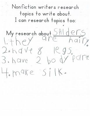 a child's handwritten note about research on how to write an informative paper