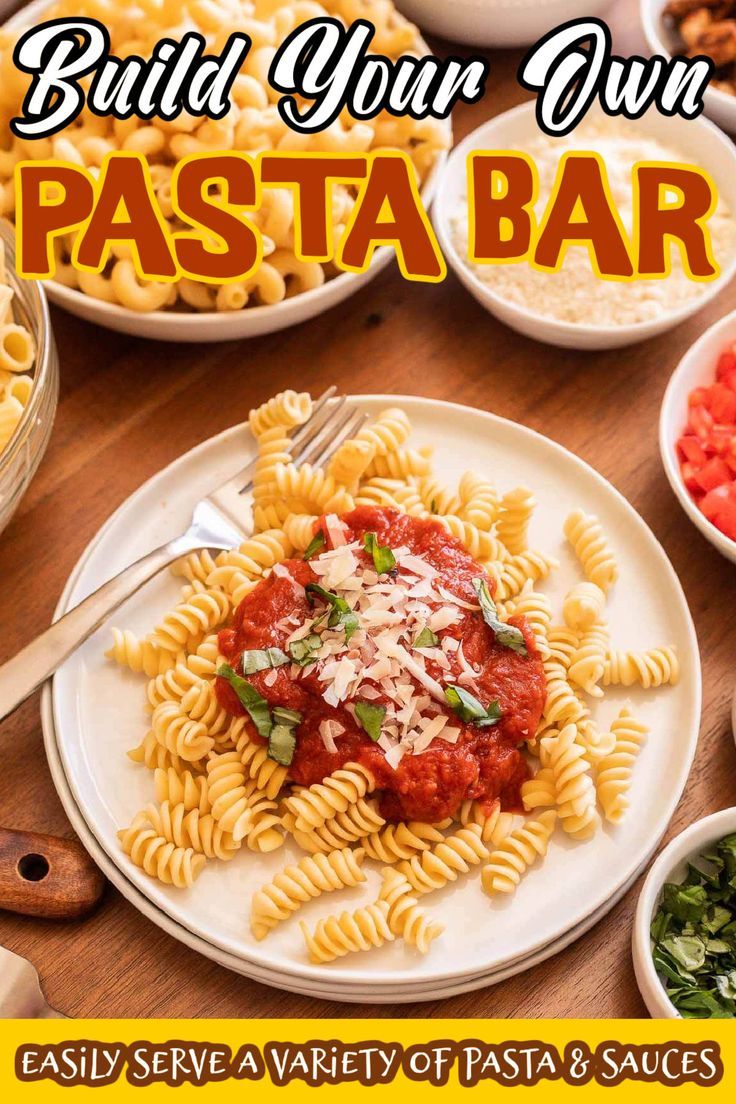 the pasta bar is ready to be served at your own party or gathering with friends and family