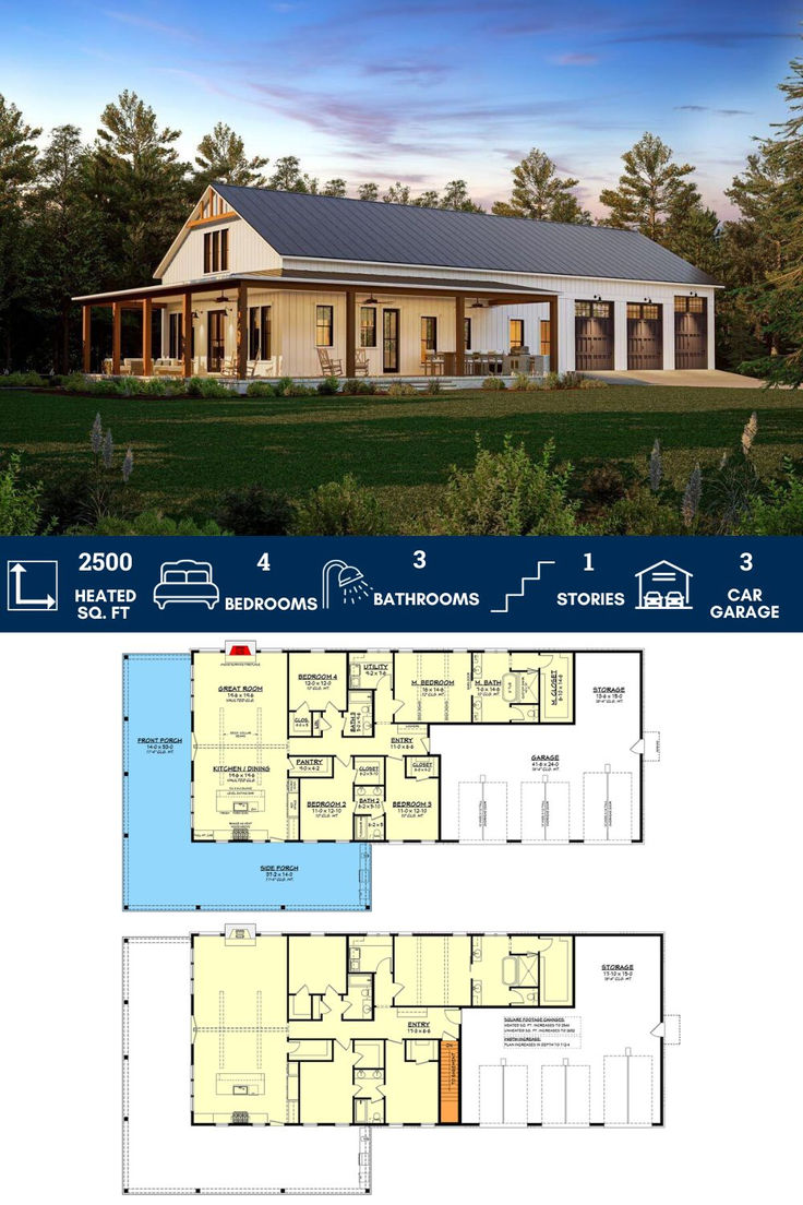 two story house plans with an open floor plan for the front and back of the house