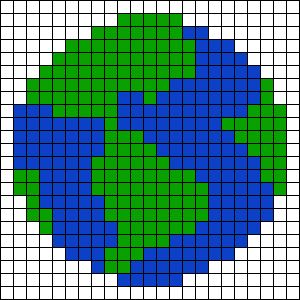 a blue and green cross - stitched earth is shown in the shape of a circle