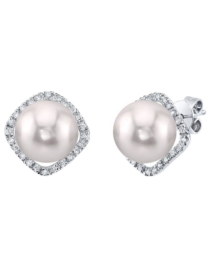 These beautiful pearls earrings add a touch of class to any occasion. The earrings feature two AA+ quality, 8.5-9.0mm Japanese Akoya cultured pearls, hand picked for their gorgeous luster and surface. The pearls are mounted with 0.13 carats of SI quality diamonds on 1.65 grams of the finest 14K gold. All earrings are approved by our staff of GIA pearl experts and come packaged in a beautiful jewelry box. Fine Jewelry Akoya Pearl Earrings For Formal Events, Classic Akoya Pearl Earrings For Evening, Elegant Pearl Earrings With High Luster For Evenings, Exquisite Pearl Earrings For Formal Occasions, Elegant White Gold Pearl Diamond Earrings, Pearl White Formal Earrings With High Luster, Formal Diamond Earrings With Pearl Drop, Formal Pearl White Earrings With High Luster, Formal Pearl White Pearl Earrings With Diamonds