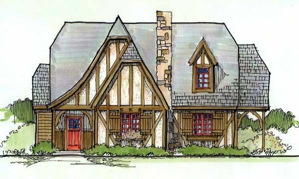 this is an artist's rendering of the tudor style house