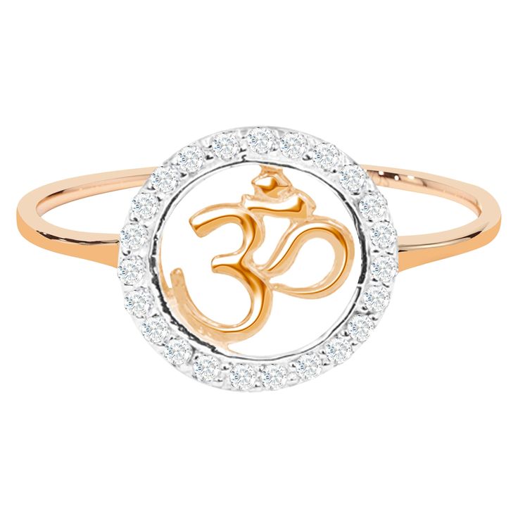 The handcrafted Halo OM diamond ring is a perfect everyday wear ring to bring inner peace and spirituality. Om symbolizes the universe and with this ring, we guarantee you top-notch quality with 0.19-carat diamonds. This beautiful Hindu religious OM ring is a statement piece. This Hindu ring can be customized on the gold color and gold karat of your choice. Shop this minimalist ring now. "ALL OUR ITEMS ARE ELIGIBLE FOR FREE SHIPPING AROUND THE WORLD" "AVAILABLE IN WHITE GOLD, YELLOW GOLD, ROSE G Om Diamond Ring, Dome Rings, Two Tone Engagement Rings, Open Cuff Ring, Gold Earrings Models, Navratri Images, Baguette Diamond Rings, Modern Engagement Rings, Gold Ring Designs