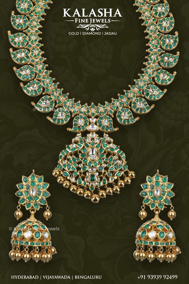 Kalasha Fine Jewellery, Kgf Jewellery, Diamond Mango Haram, Gold Mango Haram, Antique Haram, Emerald Chain, Jewellery Images, Mango Haram, Mango Mala