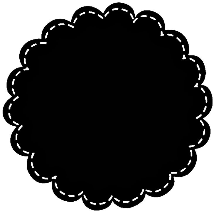 a black and white circular frame with stitching