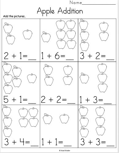 an apple addition worksheet for kids to learn how to count the apples in