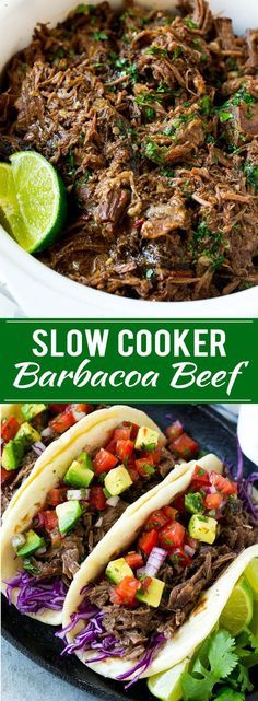 slow cooker barbacoa beef with avocado and cilantro