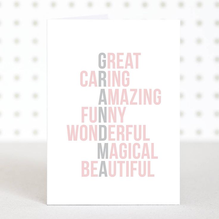 a card with the words'great caring amazing fun wonderful beautiful'printed on it