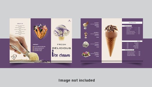 the brochure is designed to look like an ice cream cone, and features different flavors