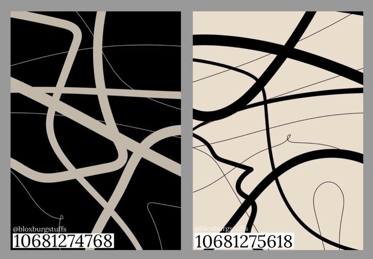 two black and white abstract banners with lines in the middle, one is for an art gallery